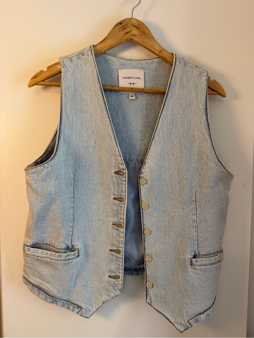 Habitual Light Blue Denim Button Vest Size M